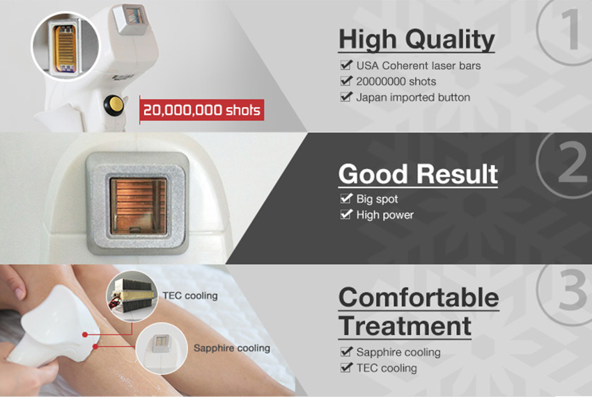 Laser hair removal machine price 3 wavelength all color use